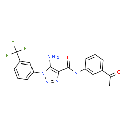 ChemSpider 2D Image | N-(3-Acetylphenyl)-5-amino-1-[3-(trifluoromethyl)phenyl]-1H-1,2,3-triazole-4-carboxamide | C18H14F3N5O2