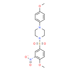 ChemSpider 2D Image | 1-[(4-Methoxy-3-nitrophenyl)sulfonyl]-4-(4-methoxyphenyl)piperazine | C18H21N3O6S