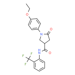 ChemSpider 2D Image | 1-(4-Ethoxyphenyl)-5-oxo-N-[2-(trifluoromethyl)phenyl]-3-pyrrolidinecarboxamide | C20H19F3N2O3