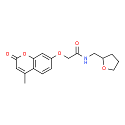 ChemSpider 2D Image | 2-[(4-Methyl-2-oxo-2H-chromen-7-yl)oxy]-N-(tetrahydro-2-furanylmethyl)acetamide | C17H19NO5