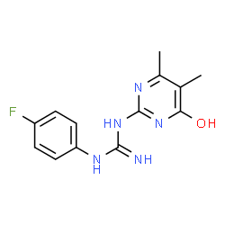 ChemSpider 2D Image | 1-(4,5-Dimethyl-6-oxo-1,6-dihydro-2-pyrimidinyl)-3-(4-fluorophenyl)guanidine | C13H14FN5O