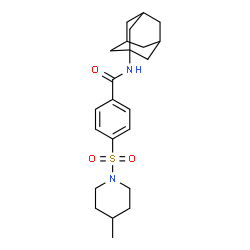 ChemSpider 2D Image | N-(Adamantan-1-yl)-4-[(4-methyl-1-piperidinyl)sulfonyl]benzamide | C23H32N2O3S
