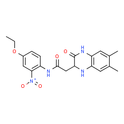 ChemSpider 2D Image | 2-(6,7-Dimethyl-3-oxo-1,2,3,4-tetrahydro-2-quinoxalinyl)-N-(4-ethoxy-2-nitrophenyl)acetamide | C20H22N4O5