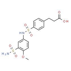 ChemSpider 2D Image | 3-{4-[(4-Methoxy-3-sulfamoylphenyl)sulfamoyl]phenyl}propanoic acid | C16H18N2O7S2