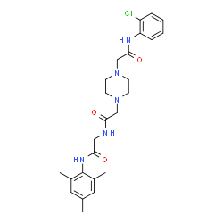 ChemSpider 2D Image | N~2~-[(4-{2-[(2-Chlorophenyl)amino]-2-oxoethyl}-1-piperazinyl)acetyl]-N-mesitylglycinamide | C25H32ClN5O3