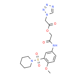 ChemSpider 2D Image | 2-{[4-Methoxy-3-(1-piperidinylsulfonyl)phenyl]amino}-2-oxoethyl 1H-tetrazol-1-ylacetate | C17H22N6O6S