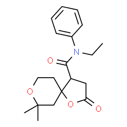 ChemSpider 2D Image | N-Ethyl-7,7-dimethyl-2-oxo-N-phenyl-1,8-dioxaspiro[4.5]decane-4-carboxamide | C19H25NO4