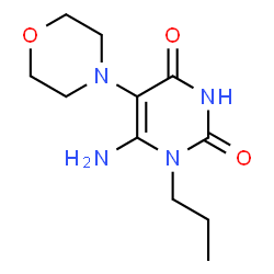 ChemSpider 2D Image | 6-amino-5-morpholin-4-yl-1-propylpyrimidine-2,4(1H,3H)-dione | C11H18N4O3