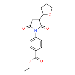 ChemSpider 2D Image | ethyl 4-(2,5-dioxo-3-tetrahydrofuran-2-ylpyrrolidin-1-yl)benzoate | C17H19NO5