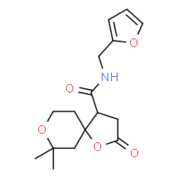 ChemSpider 2D Image | N-(2-Furylmethyl)-7,7-dimethyl-2-oxo-1,8-dioxaspiro[4.5]decane-4-carboxamide | C16H21NO5
