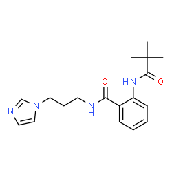 ChemSpider 2D Image | 2-[(2,2-Dimethylpropanoyl)amino]-N-[3-(1H-imidazol-1-yl)propyl]benzamide | C18H24N4O2