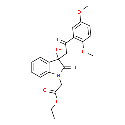 ChemSpider 2D Image | Ethyl {3-[2-(2,5-dimethoxyphenyl)-2-oxoethyl]-3-hydroxy-2-oxo-2,3-dihydro-1H-indol-1-yl}acetate | C22H23NO7