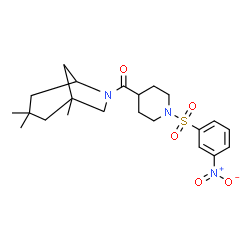 ChemSpider 2D Image | {1-[(3-Nitrophenyl)sulfonyl]-4-piperidinyl}(1,3,3-trimethyl-6-azabicyclo[3.2.1]oct-6-yl)methanone | C22H31N3O5S