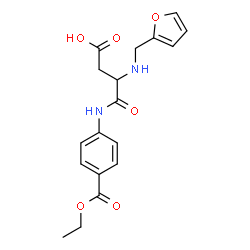 ChemSpider 2D Image | N-[4-(Ethoxycarbonyl)phenyl]-N~2~-(2-furylmethyl)-alpha-asparagine | C18H20N2O6