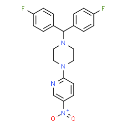 ChemSpider 2D Image | 1-[Bis(4-fluorophenyl)methyl]-4-(5-nitro-2-pyridinyl)piperazine | C22H20F2N4O2