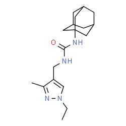 ChemSpider 2D Image | 1-Adamantan-1-yl-3-[(1-ethyl-3-methyl-1H-pyrazol-4-yl)methyl]urea | C18H28N4O