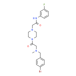 ChemSpider 2D Image | 2-{4-[N-(4-Bromobenzyl)-N-methylglycyl]-1-piperazinyl}-N-(3-fluorophenyl)acetamide | C22H26BrFN4O2