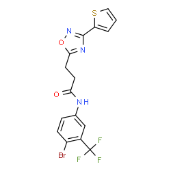 ChemSpider 2D Image | N-[4-Bromo-3-(trifluoromethyl)phenyl]-3-[3-(2-thienyl)-1,2,4-oxadiazol-5-yl]propanamide | C16H11BrF3N3O2S