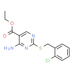 ChemSpider 2D Image | 5-pyrimidinecarboxylic acid, 4-amino-2-[[(2-chlorophenyl)methyl]thio]-, ethyl ester | C14H14ClN3O2S