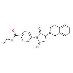 ChemSpider 2D Image | Ethyl 4-[3-(3,4-dihydro-2(1H)-isoquinolinyl)-2,5-dioxo-1-pyrrolidinyl]benzoate | C22H22N2O4
