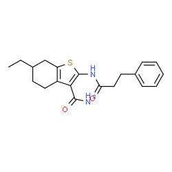 ChemSpider 2D Image | 6-Ethyl-2-[(3-phenylpropanoyl)amino]-4,5,6,7-tetrahydro-1-benzothiophene-3-carboxamide | C20H24N2O2S
