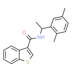 ChemSpider 2D Image | N-[1-(2,5-Dimethylphenyl)ethyl]-1-benzothiophene-3-carboxamide | C19H19NOS