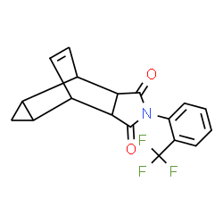 ChemSpider 2D Image | 4-[2-(Trifluoromethyl)phenyl]-4-azatetracyclo[5.3.2.0~2,6~.0~8,10~]dodec-11-ene-3,5-dione | C18H14F3NO2