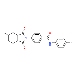 ChemSpider 2D Image | N-(4-Fluorophenyl)-4-(5-methyl-1,3-dioxooctahydro-2H-isoindol-2-yl)benzamide | C22H21FN2O3