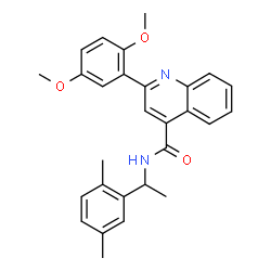 ChemSpider 2D Image | 2-(2,5-Dimethoxyphenyl)-N-[1-(2,5-dimethylphenyl)ethyl]-4-quinolinecarboxamide | C28H28N2O3