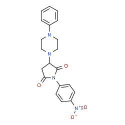 ChemSpider 2D Image | 1-(4-Nitrophenyl)-3-(4-phenyl-1-piperazinyl)-2,5-pyrrolidinedione | C20H20N4O4