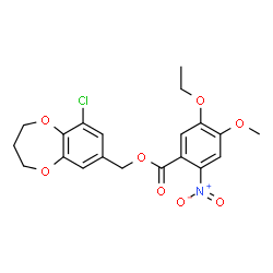 ChemSpider 2D Image | (9-Chloro-3,4-dihydro-2H-1,5-benzodioxepin-7-yl)methyl 5-ethoxy-4-methoxy-2-nitrobenzoate | C20H20ClNO8
