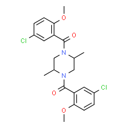 ChemSpider 2D Image | (2,5-Dimethyl-1,4-piperazinediyl)bis[(5-chloro-2-methoxyphenyl)methanone] | C22H24Cl2N2O4