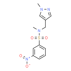 ChemSpider 2D Image | 3-nitro-N-methyl-N-[(1-methyl-1H-pyrazol-4-yl)methyl]benzenesulfonamide | C12H14N4O4S