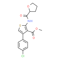 ChemSpider 2D Image | Methyl 4-(4-chlorophenyl)-2-[(tetrahydro-2-furanylcarbonyl)amino]-3-thiophenecarboxylate | C17H16ClNO4S