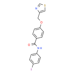 ChemSpider 2D Image | N-(4-Iodophenyl)-4-(1,3-thiazol-4-ylmethoxy)benzamide | C17H13IN2O2S
