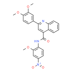 ChemSpider 2D Image | 2-(3,4-Dimethoxyphenyl)-N-(2-methoxy-4-nitrophenyl)-4-quinolinecarboxamide | C25H21N3O6