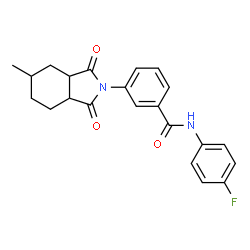 ChemSpider 2D Image | N-(4-Fluorophenyl)-3-(5-methyl-1,3-dioxooctahydro-2H-isoindol-2-yl)benzamide | C22H21FN2O3