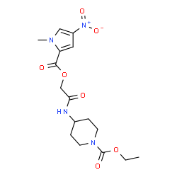 ChemSpider 2D Image | Ethyl 4-[({[(1-methyl-4-nitro-1H-pyrrol-2-yl)carbonyl]oxy}acetyl)amino]-1-piperidinecarboxylate | C16H22N4O7
