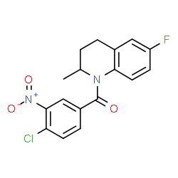 ChemSpider 2D Image | 1-{4-chloro-3-nitrobenzoyl}-6-fluoro-2-methyl-1,2,3,4-tetrahydroquinoline | C17H14ClFN2O3
