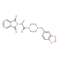 ChemSpider 2D Image | 2-{1-[4-(1,3-Benzodioxol-5-ylmethyl)-1-piperazinyl]-1-oxo-2-propanyl}-1H-isoindole-1,3(2H)-dione | C23H23N3O5