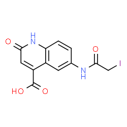 ChemSpider 2D Image | 6-[(2-iodoacetyl)amino]-2-oxo-1H-quinoline-4-carboxylic acid | C12H9IN2O4
