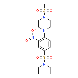 ChemSpider 2D Image | N,N-Diethyl-4-[4-(methylsulfonyl)-1-piperazinyl]-3-nitrobenzenesulfonamide | C15H24N4O6S2