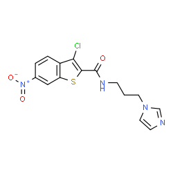 ChemSpider 2D Image | 3-chloro-N-[3-(1-imidazolyl)propyl]-6-nitro-1-benzothiophene-2-carboxamide | C15H13ClN4O3S