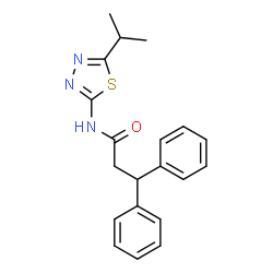 ChemSpider 2D Image | N-(5-Isopropyl-1,3,4-thiadiazol-2-yl)-3,3-diphenylpropanamide | C20H21N3OS