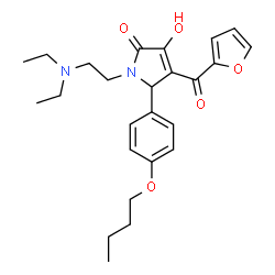 ChemSpider 2D Image | 5-(4-Butoxyphenyl)-1-[2-(diethylamino)ethyl]-4-(2-furoyl)-3-hydroxy-1,5-dihydro-2H-pyrrol-2-one | C25H32N2O5