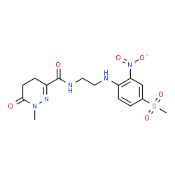 ChemSpider 2D Image | 1-Methyl-N-(2-{[4-(methylsulfonyl)-2-nitrophenyl]amino}ethyl)-6-oxo-1,4,5,6-tetrahydro-3-pyridazinecarboxamide | C15H19N5O6S