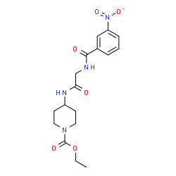 ChemSpider 2D Image | Ethyl 4-{[N-(3-nitrobenzoyl)glycyl]amino}-1-piperidinecarboxylate | C17H22N4O6