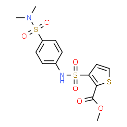 ChemSpider 2D Image | Methyl 3-{[4-(dimethylsulfamoyl)phenyl]sulfamoyl}-2-thiophenecarboxylate | C14H16N2O6S3