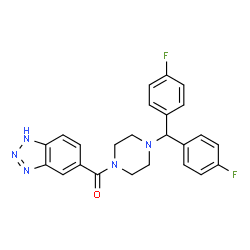 ChemSpider 2D Image | 1H-Benzotriazol-5-yl{4-[bis(4-fluorophenyl)methyl]-1-piperazinyl}methanone | C24H21F2N5O