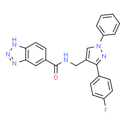 ChemSpider 2D Image | N-{[3-(4-Fluorophenyl)-1-phenyl-1H-pyrazol-4-yl]methyl}-1H-benzotriazole-5-carboxamide | C23H17FN6O